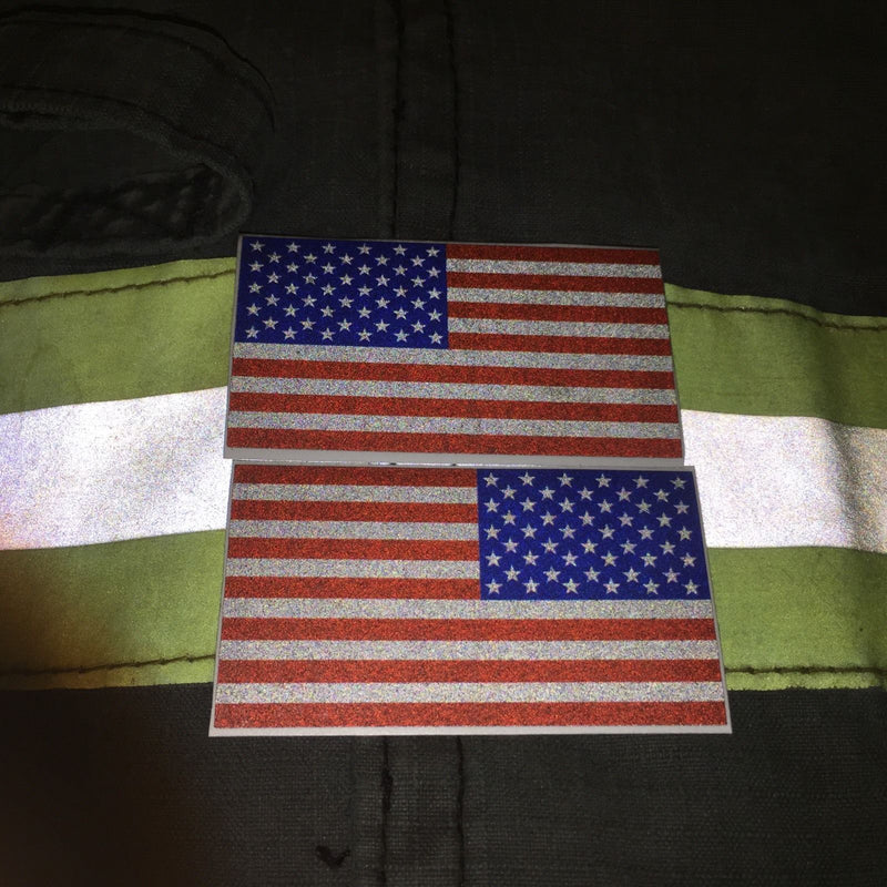 Load image into Gallery viewer, AMERICAN FLAGS SUBDUED RED WHITE BLUE REFLECTIVE HELMET DECAL
