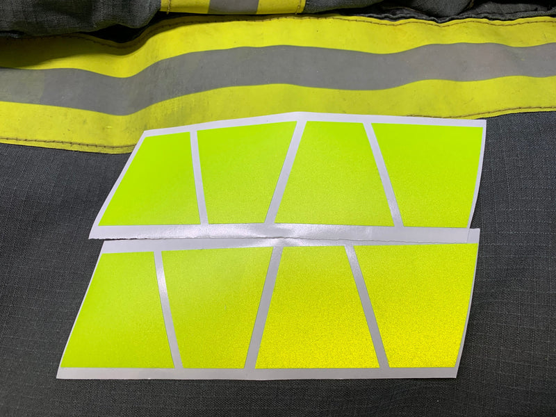 Load image into Gallery viewer, MATTE RETRO FLUORESCENT YELLOW REFLECTIVE HELMET (TET) TETRAHEDRON 8 PACK
