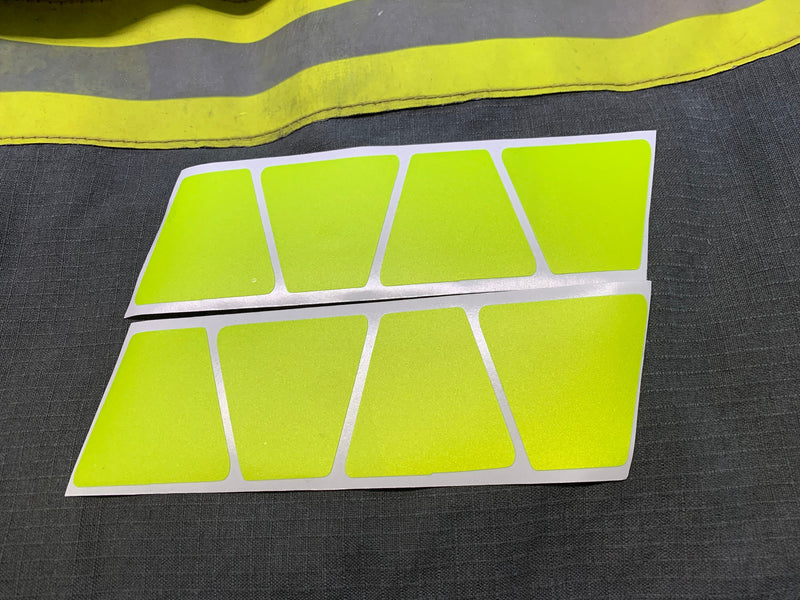 Load image into Gallery viewer, MATTE RETRO FLUORESCENT YELLOW REFLECTIVE HELMET (TET) TETRAHEDRON 8 PACK
