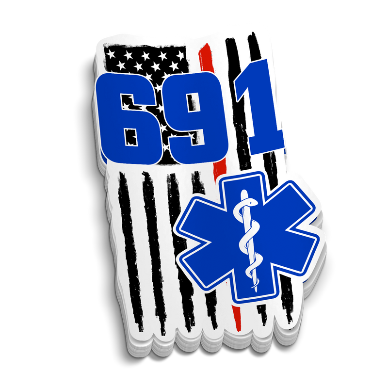Load image into Gallery viewer, Custom Medic Red Line Flag Station Number Sticker
