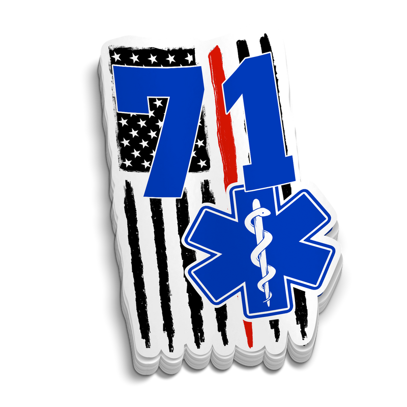 Load image into Gallery viewer, Custom Medic Red Line Flag Station Number Sticker
